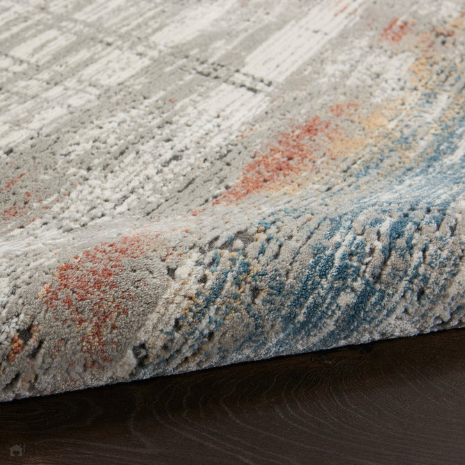 Rustic Textures RUS12 Modern Abstract Distressed Shimmer Carved Hi-Low Textured Durable Polyblend Short-Pile Grey/Taupe/Blue/Rust/Ivory/Multicolour Rug-Nourison-Rug Love - The Most Loved Rug Store