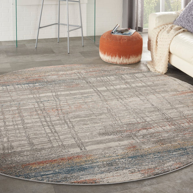Rustic Textures RUS12 Modern Abstract Distressed Shimmer Carved Hi-Low Textured Durable Polyblend Short-Pile Grey/Taupe/Blue/Rust/Ivory/Multicolour Rug-Nourison-Rug Love - The Most Loved Rug Store