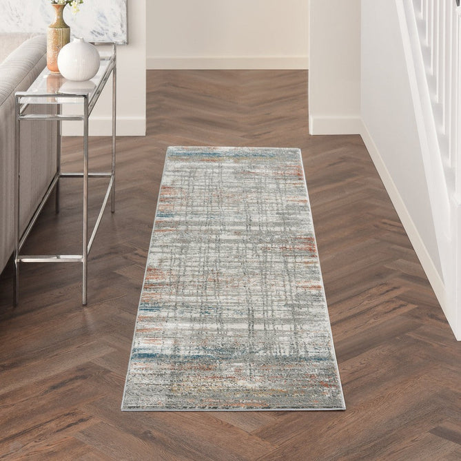 Rustic Textures RUS12 Modern Abstract Distressed Shimmer Carved Hi-Low Textured Durable Polyblend Short-Pile Grey/Taupe/Blue/Rust/Ivory/Multicolour Rug-Nourison-Rug Love - The Most Loved Rug Store