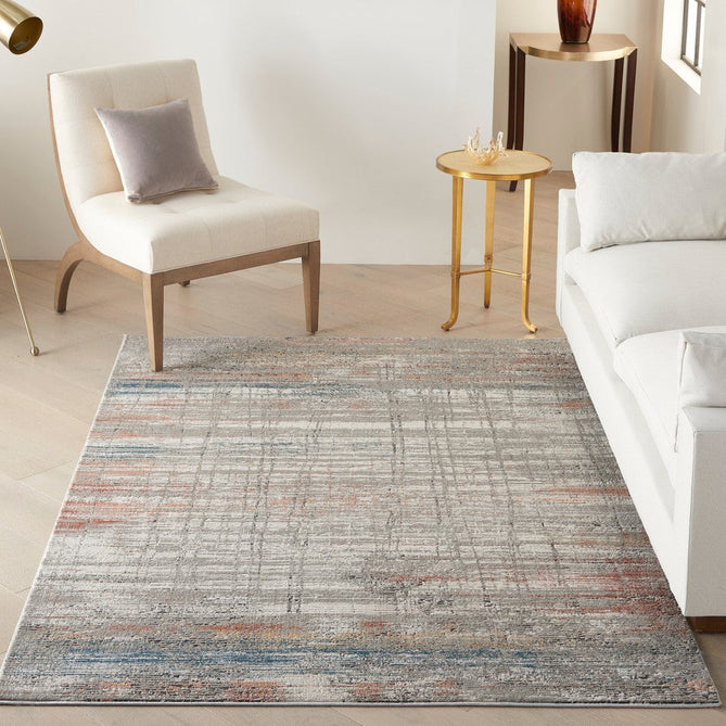 Rustic Textures RUS12 Modern Abstract Distressed Shimmer Carved Hi-Low Textured Durable Polyblend Short-Pile Grey/Taupe/Blue/Rust/Ivory/Multicolour Rug-Nourison-Rug Love - The Most Loved Rug Store