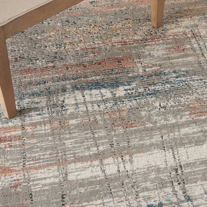 Rustic Textures RUS12 Modern Abstract Distressed Shimmer Carved Hi-Low Textured Durable Polyblend Short-Pile Grey/Taupe/Blue/Rust/Ivory/Multicolour Rug-Nourison-Rug Love - The Most Loved Rug Store