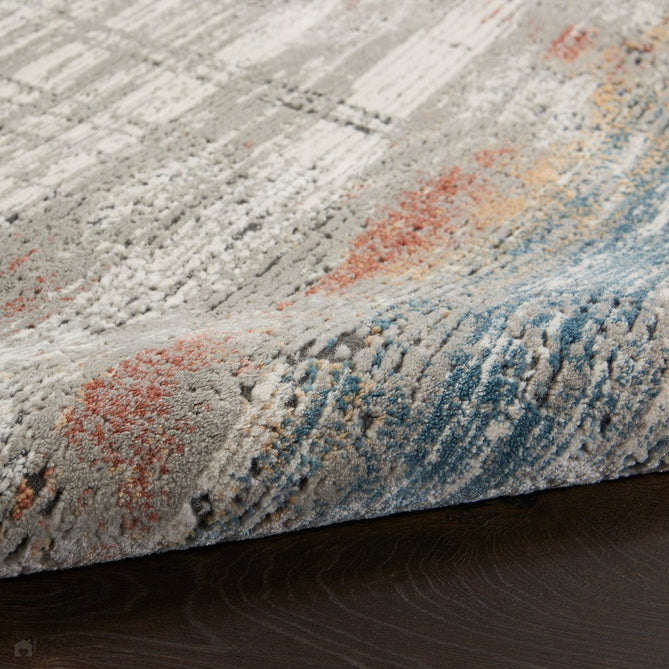 Rustic Textures RUS12 Modern Abstract Distressed Shimmer Carved Hi-Low Textured Durable Polyblend Short-Pile Grey/Taupe/Blue/Rust/Ivory/Multicolour Rug-Nourison-Rug Love - The Most Loved Rug Store