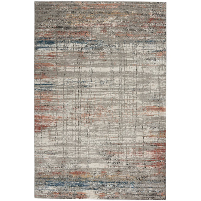 Rustic Textures RUS12 Modern Abstract Distressed Shimmer Carved Hi-Low Textured Durable Polyblend Short-Pile Grey/Taupe/Blue/Rust/Ivory/Multicolour Rug-Nourison-Rug Love - The Most Loved Rug Store