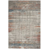 Rustic Textures RUS12 Modern Abstract Distressed Shimmer Carved Hi-Low Textured Flat-Pile Grey/Multi Rug