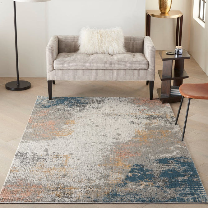 Rustic Textures RUS13 Modern Abstract Distressed Shimmer Carved Hi-Low Textured Durable Polyblend Short-Pile Grey/Taupe/Ivory/Charcoal/Blue/Rust/Orange Rug-Nourison-Rug Love - The Most Loved Rug Store