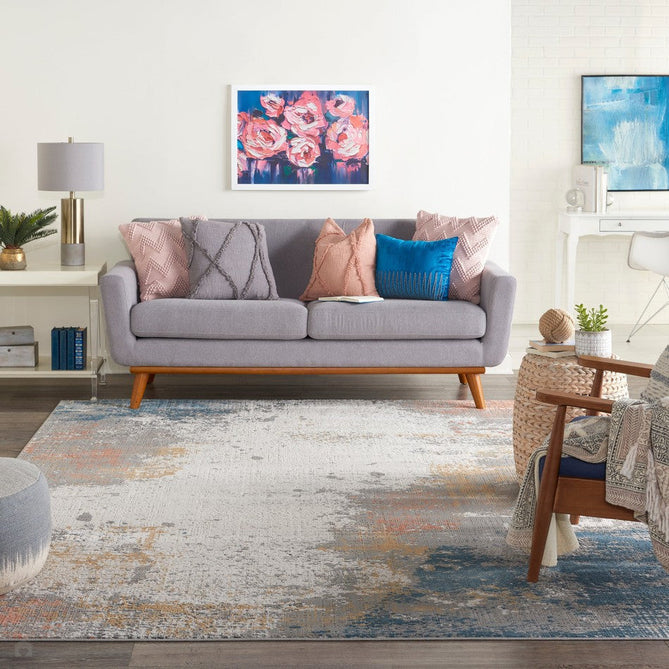 Rustic Textures RUS13 Modern Abstract Distressed Shimmer Carved Hi-Low Textured Durable Polyblend Short-Pile Grey/Taupe/Ivory/Charcoal/Blue/Rust/Orange Rug-Nourison-Rug Love - The Most Loved Rug Store