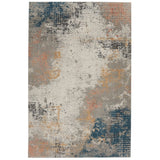 Rustic Textures RUS13 Modern Abstract Distressed Shimmer Carved Hi-Low Textured Flat-Pile Grey/Blue Rug