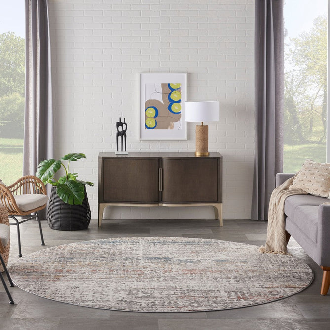 Rustic Textures RUS14 Modern Abstract Distressed Shimmer Carved Hi-Low Textured Durable Polyblend Short-Pile Light Grey/Beige/Ivory/Rust/Blue/Multicolour Rug-Nourison-Rug Love - The Most Loved Rug Store