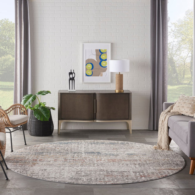 Rustic Textures RUS14 Modern Abstract Distressed Shimmer Carved Hi-Low Textured Durable Polyblend Short-Pile Light Grey/Beige/Ivory/Rust/Blue/Multicolour Rug-Nourison-Rug Love - The Most Loved Rug Store