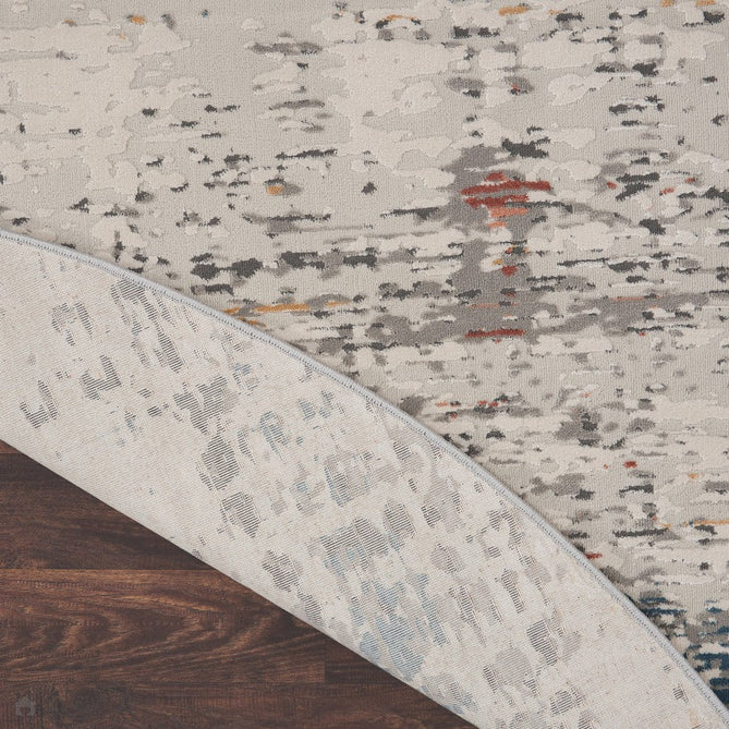 Rustic Textures RUS14 Modern Abstract Distressed Shimmer Carved Hi-Low Textured Durable Polyblend Short-Pile Light Grey/Beige/Ivory/Rust/Blue/Multicolour Rug-Nourison-Rug Love - The Most Loved Rug Store