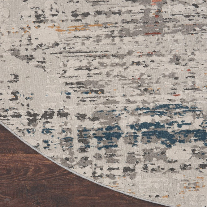 Rustic Textures RUS14 Modern Abstract Distressed Shimmer Carved Hi-Low Textured Durable Polyblend Short-Pile Light Grey/Beige/Ivory/Rust/Blue/Multicolour Rug-Nourison-Rug Love - The Most Loved Rug Store