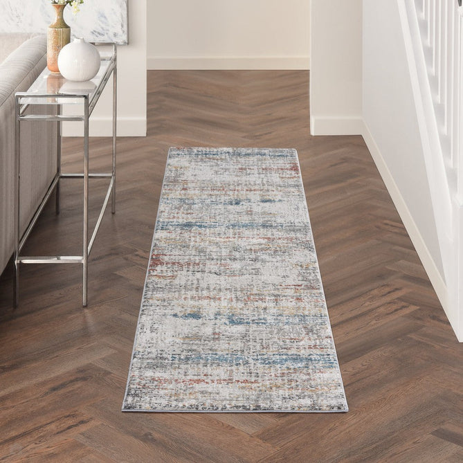 Rustic Textures RUS14 Modern Abstract Distressed Shimmer Carved Hi-Low Textured Durable Polyblend Short-Pile Light Grey/Beige/Ivory/Rust/Blue/Multicolour Rug-Nourison-Rug Love - The Most Loved Rug Store