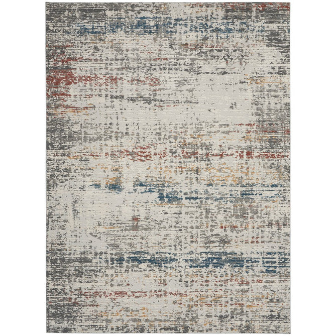 Rustic Textures RUS14 Modern Abstract Distressed Shimmer Carved Hi-Low Textured Durable Polyblend Short-Pile Light Grey/Beige/Ivory/Rust/Blue/Multicolour Rug-Nourison-Rug Love - The Most Loved Rug Store