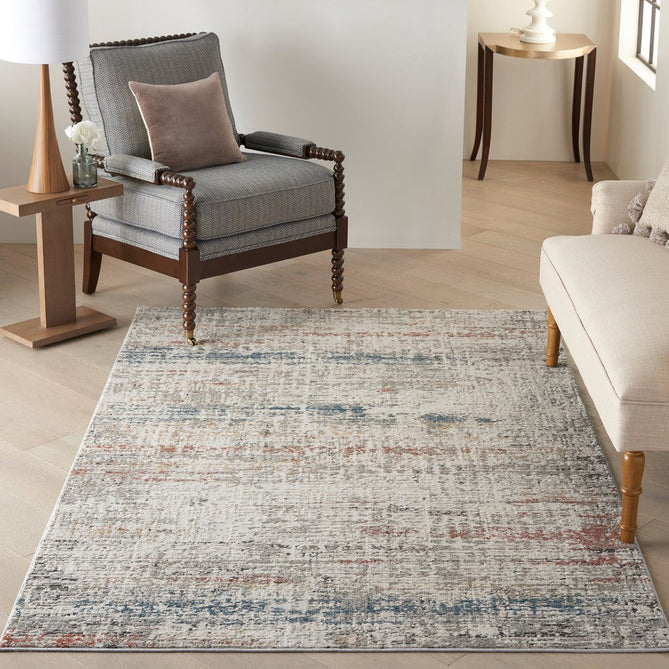 Rustic Textures RUS14 Modern Abstract Distressed Shimmer Carved Hi-Low Textured Durable Polyblend Short-Pile Light Grey/Beige/Ivory/Rust/Blue/Multicolour Rug-Nourison-Rug Love - The Most Loved Rug Store
