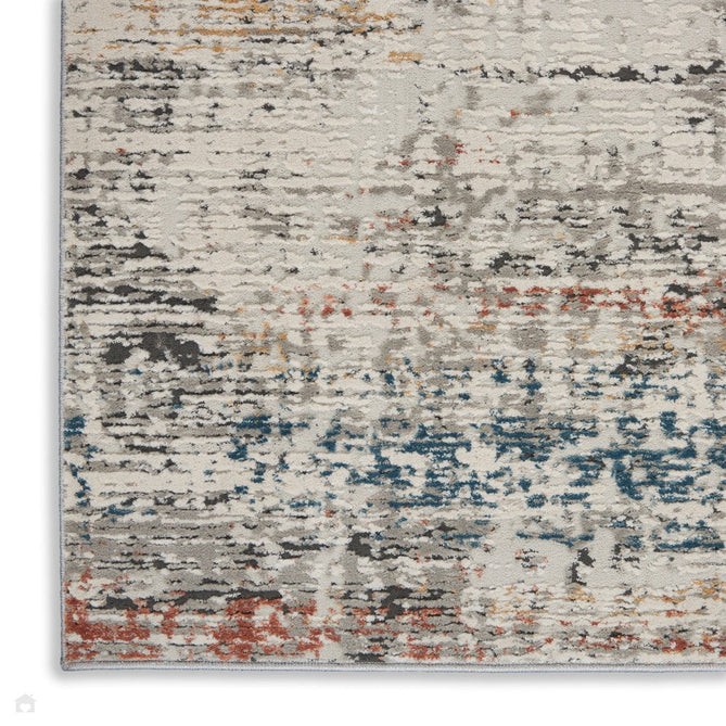Rustic Textures RUS14 Modern Abstract Distressed Shimmer Carved Hi-Low Textured Durable Polyblend Short-Pile Light Grey/Beige/Ivory/Rust/Blue/Multicolour Rug-Nourison-Rug Love - The Most Loved Rug Store