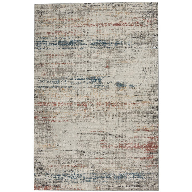 Rustic Textures RUS14 Modern Abstract Distressed Shimmer Carved Hi-Low Textured Durable Polyblend Short-Pile Light Grey/Beige/Ivory/Rust/Blue/Multicolour Rug-Nourison-Rug Love - The Most Loved Rug Store