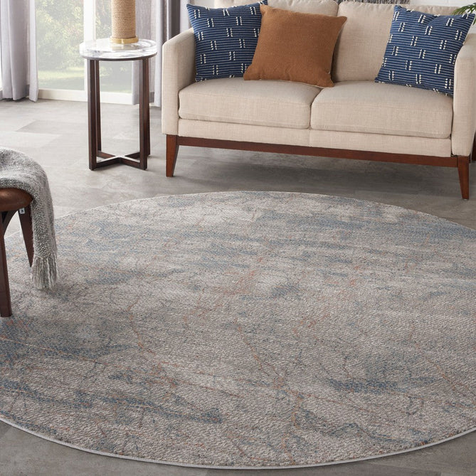 Rustic Textures RUS15 Modern Abstract Distressed Shimmer Carved Hi-Low Textured Durable Polyblend Short-Pile Light Grey/Blue/Ivory/Rust/Beige Rug-Nourison-Rug Love - The Most Loved Rug Store