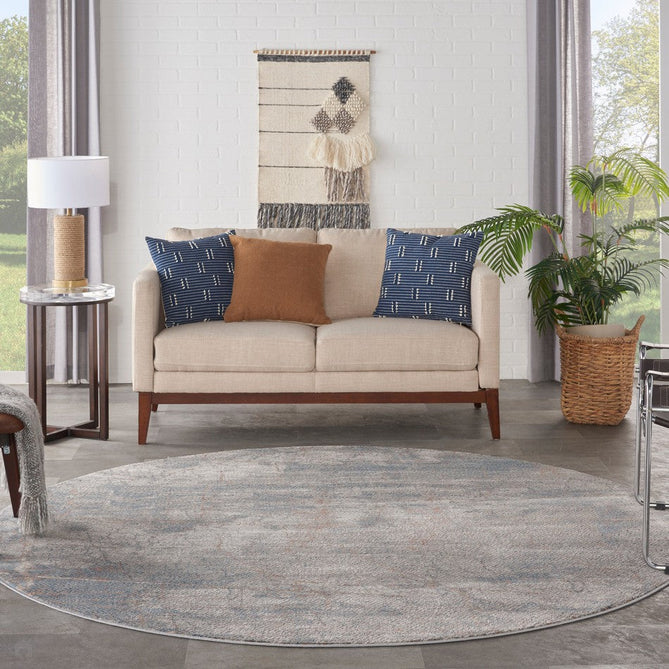 Rustic Textures RUS15 Modern Abstract Distressed Shimmer Carved Hi-Low Textured Durable Polyblend Short-Pile Light Grey/Blue/Ivory/Rust/Beige Rug-Nourison-Rug Love - The Most Loved Rug Store