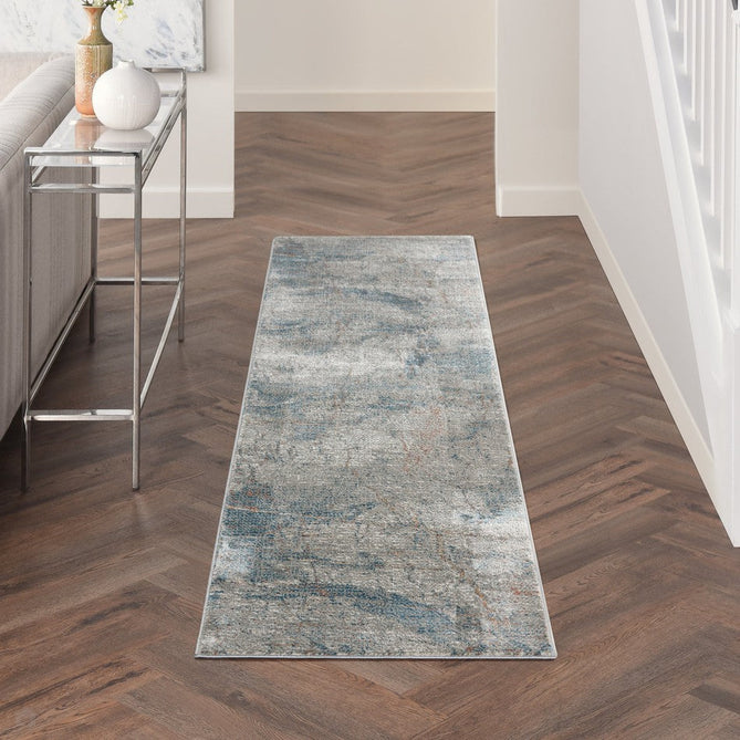 Rustic Textures RUS15 Modern Abstract Distressed Shimmer Carved Hi-Low Textured Durable Polyblend Short-Pile Light Grey/Blue/Ivory/Rust/Beige Rug-Nourison-Rug Love - The Most Loved Rug Store
