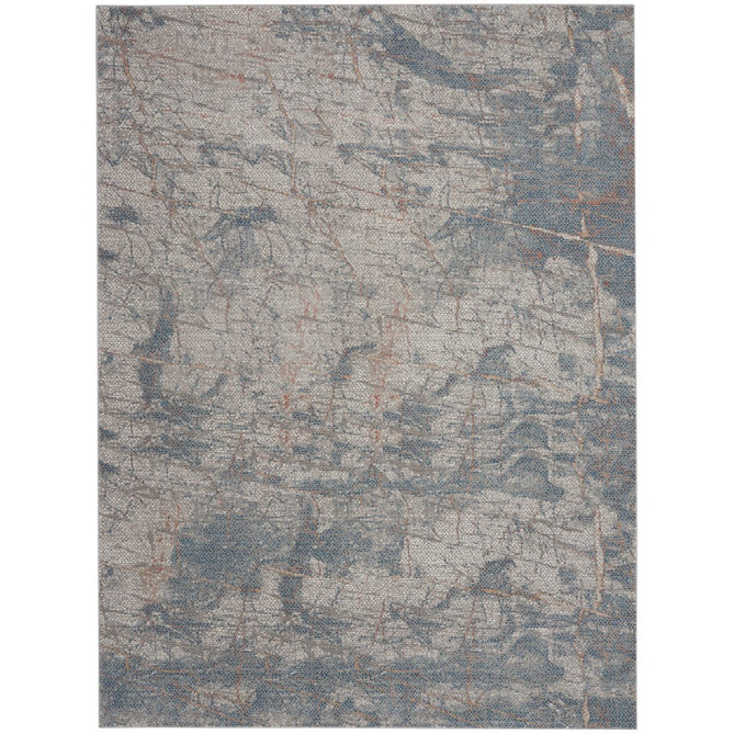 Rustic Textures RUS15 Modern Abstract Distressed Shimmer Carved Hi-Low Textured Durable Polyblend Short-Pile Light Grey/Blue/Ivory/Rust/Beige Rug-Nourison-Rug Love - The Most Loved Rug Store