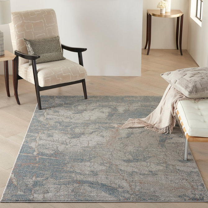 Rustic Textures RUS15 Modern Abstract Distressed Shimmer Carved Hi-Low Textured Durable Polyblend Short-Pile Light Grey/Blue/Ivory/Rust/Beige Rug-Nourison-Rug Love - The Most Loved Rug Store