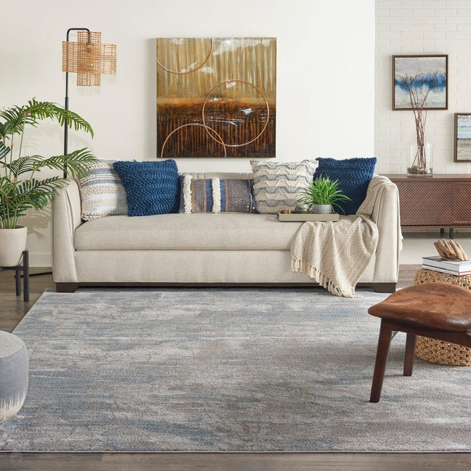 Rustic Textures RUS15 Modern Abstract Distressed Shimmer Carved Hi-Low Textured Durable Polyblend Short-Pile Light Grey/Blue/Ivory/Rust/Beige Rug-Nourison-Rug Love - The Most Loved Rug Store