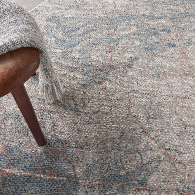 Rustic Textures RUS15 Modern Abstract Distressed Shimmer Carved Hi-Low Textured Durable Polyblend Short-Pile Light Grey/Blue/Ivory/Rust/Beige Rug-Nourison-Rug Love - The Most Loved Rug Store