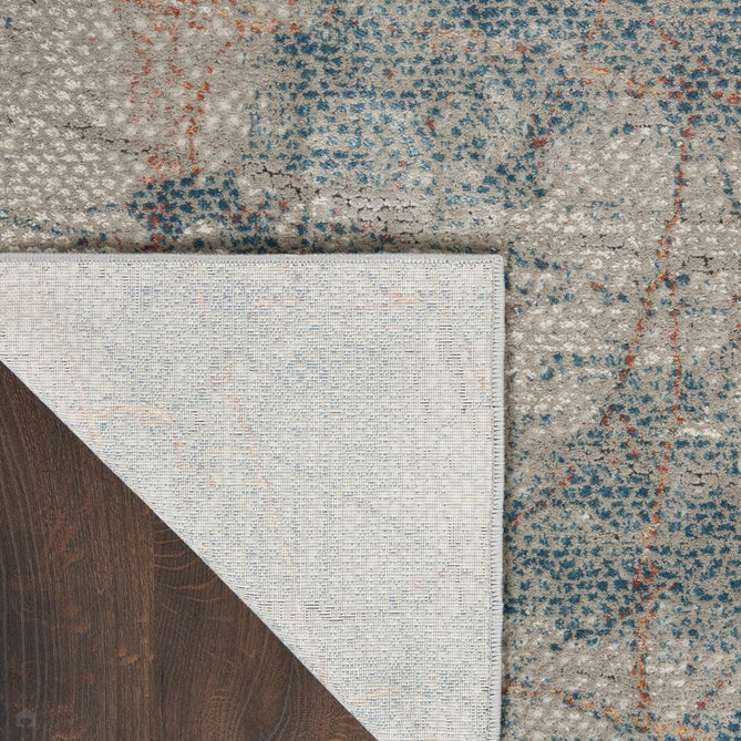 Rustic Textures RUS15 Modern Abstract Distressed Shimmer Carved Hi-Low Textured Durable Polyblend Short-Pile Light Grey/Blue/Ivory/Rust/Beige Rug-Nourison-Rug Love - The Most Loved Rug Store