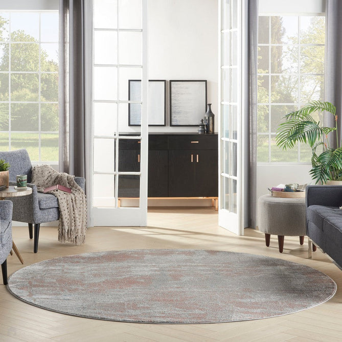 Rustic Textures RUS15 Modern Abstract Distressed Shimmer Carved Hi-Low Textured Durable Polyblend Short-Pile Light Grey/Rust Rug-Nourison-Rug Love - The Most Loved Rug Store
