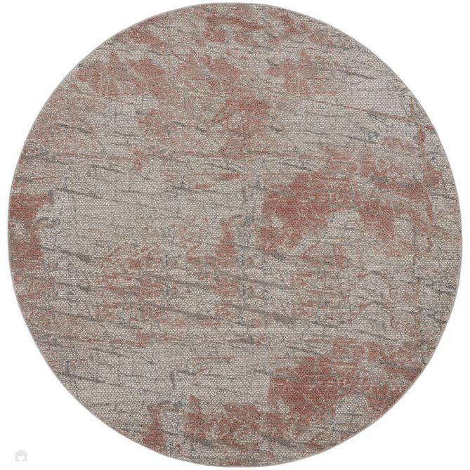 Rustic Textures RUS15 Modern Abstract Distressed Shimmer Carved Hi-Low Textured Durable Polyblend Short-Pile Light Grey/Rust Rug-Nourison-Rug Love - The Most Loved Rug Store