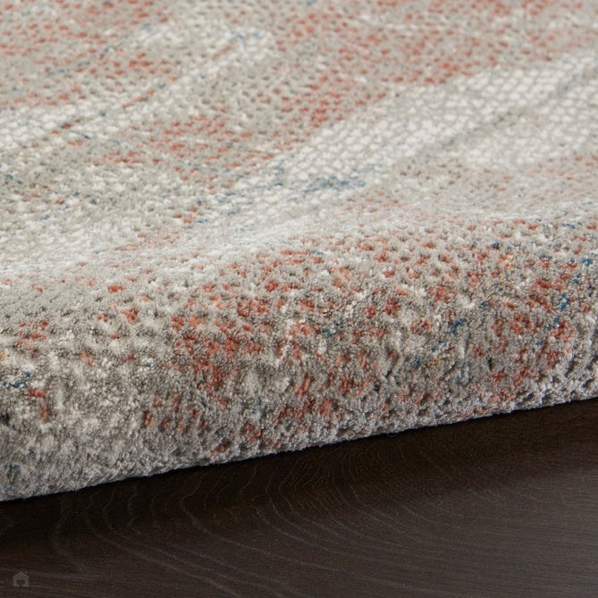 Rustic Textures RUS15 Modern Abstract Distressed Shimmer Carved Hi-Low Textured Durable Polyblend Short-Pile Light Grey/Rust Rug-Nourison-Rug Love - The Most Loved Rug Store