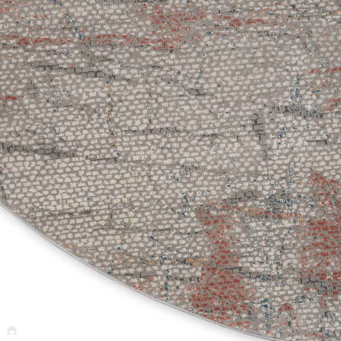 Rustic Textures RUS15 Modern Abstract Distressed Shimmer Carved Hi-Low Textured Durable Polyblend Short-Pile Light Grey/Rust Rug-Nourison-Rug Love - The Most Loved Rug Store