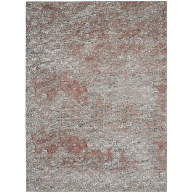 Rustic Textures RUS15 Modern Abstract Distressed Shimmer Carved Hi-Low Textured Durable Polyblend Short-Pile Light Grey/Rust Rug-Nourison-Rug Love - The Most Loved Rug Store