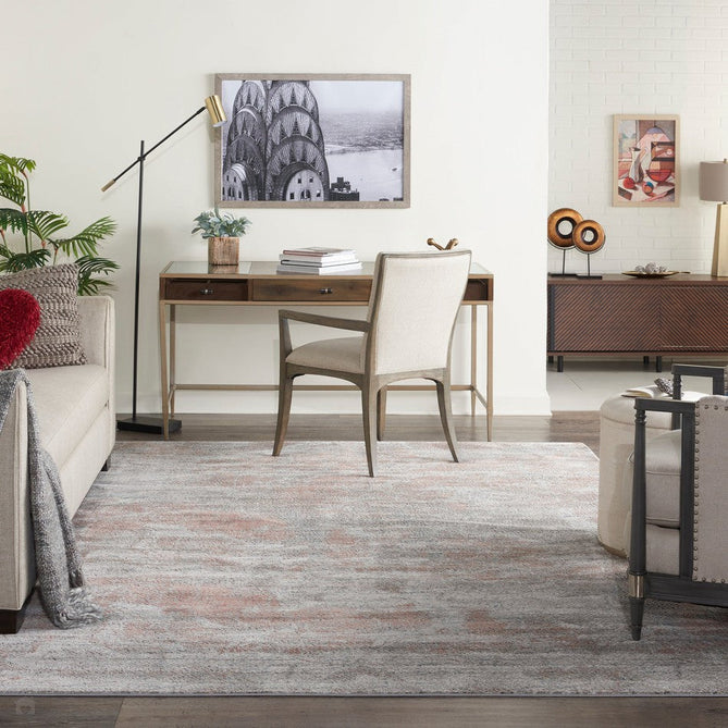 Rustic Textures RUS15 Modern Abstract Distressed Shimmer Carved Hi-Low Textured Durable Polyblend Short-Pile Light Grey/Rust Rug-Nourison-Rug Love - The Most Loved Rug Store