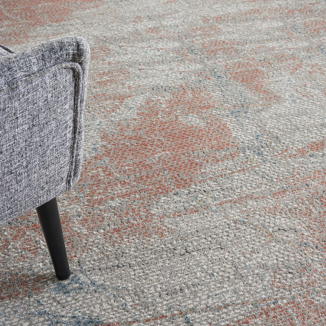 Rustic Textures RUS15 Modern Abstract Distressed Shimmer Carved Hi-Low Textured Durable Polyblend Short-Pile Light Grey/Rust Rug-Nourison-Rug Love - The Most Loved Rug Store