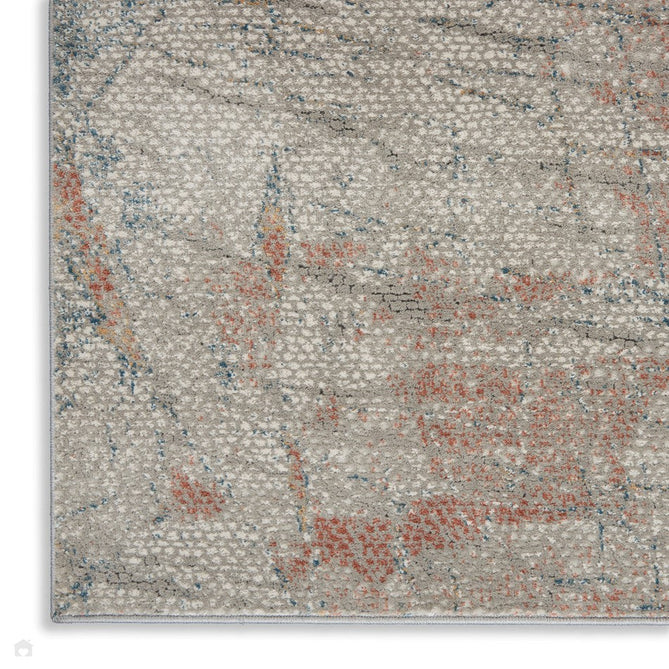 Rustic Textures RUS15 Modern Abstract Distressed Shimmer Carved Hi-Low Textured Durable Polyblend Short-Pile Light Grey/Rust Rug-Nourison-Rug Love - The Most Loved Rug Store