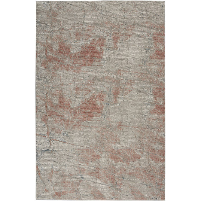 Rustic Textures RUS15 Modern Abstract Distressed Shimmer Carved Hi-Low Textured Durable Polyblend Short-Pile Light Grey/Rust Rug-Nourison-Rug Love - The Most Loved Rug Store