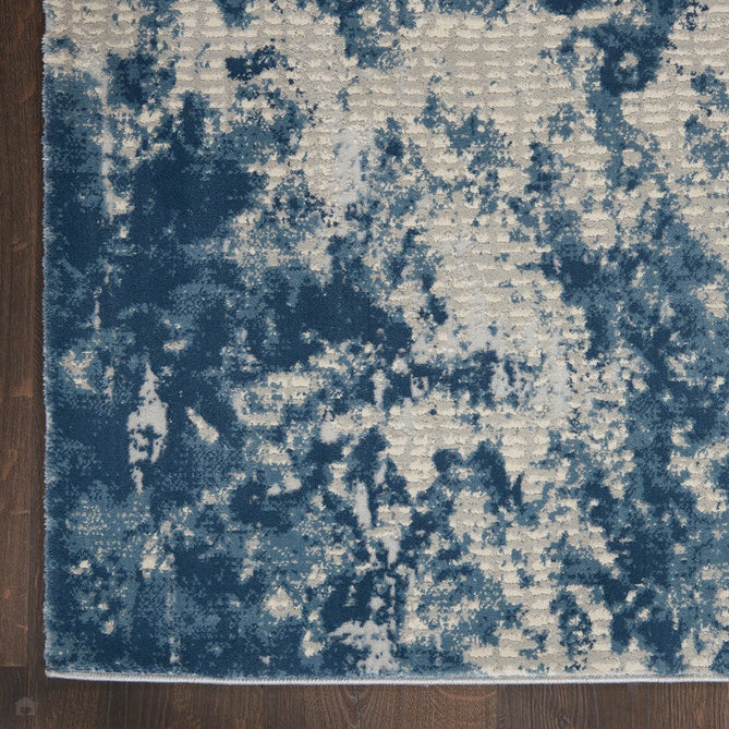 Rustic Textures RUS16 Modern Abstract Distressed Shimmer Carved Hi-Low Textured Flat-Pile Grey/Blue Rug-Nourison-Rug Love - The Most Loved Rug Store