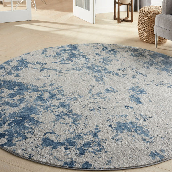 Rustic Textures RUS16 Modern Abstract Distressed Shimmer Carved Hi-Low Textured Flat-Pile Grey/Blue Rug-Nourison-Rug Love - The Most Loved Rug Store