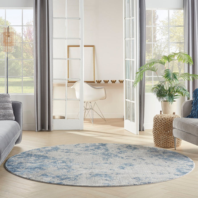 Rustic Textures RUS16 Modern Abstract Distressed Shimmer Carved Hi-Low Textured Flat-Pile Grey/Blue Rug-Nourison-Rug Love - The Most Loved Rug Store