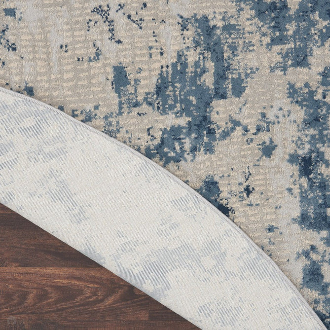 Rustic Textures RUS16 Modern Abstract Distressed Shimmer Carved Hi-Low Textured Flat-Pile Grey/Blue Rug-Nourison-Rug Love - The Most Loved Rug Store