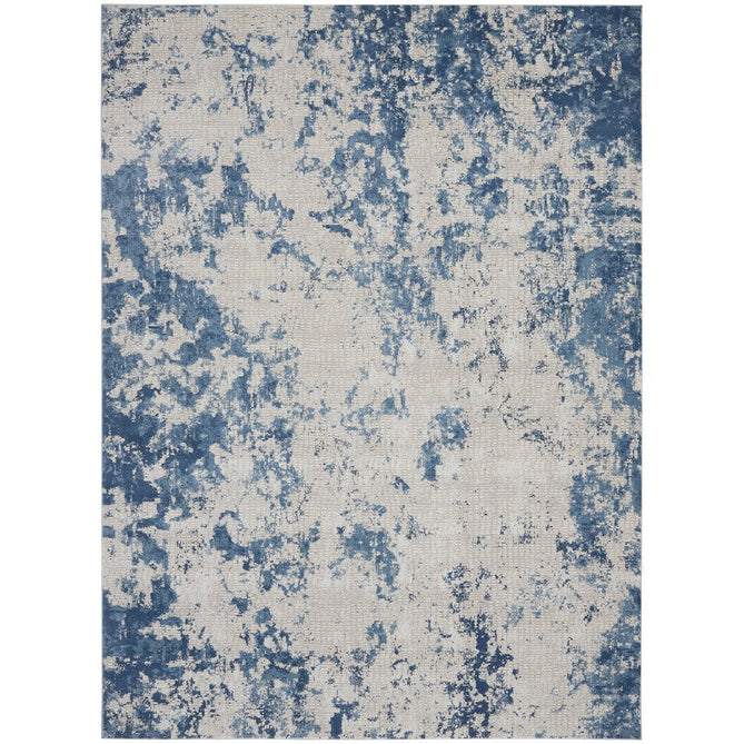 Rustic Textures RUS16 Modern Abstract Distressed Shimmer Carved Hi-Low Textured Flat-Pile Grey/Blue Rug-Nourison-Rug Love - The Most Loved Rug Store