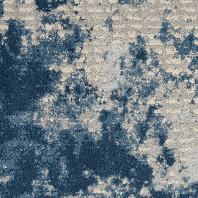 Rustic Textures RUS16 Modern Abstract Distressed Shimmer Carved Hi-Low Textured Flat-Pile Grey/Blue Rug-Nourison-Rug Love - The Most Loved Rug Store
