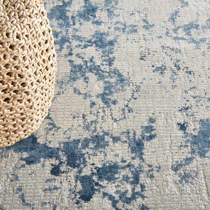 Rustic Textures RUS16 Modern Abstract Distressed Shimmer Carved Hi-Low Textured Flat-Pile Grey/Blue Rug-Nourison-Rug Love - The Most Loved Rug Store