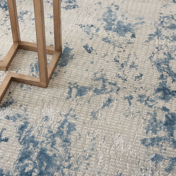 Rustic Textures RUS16 Modern Abstract Distressed Shimmer Carved Hi-Low Textured Flat-Pile Grey/Blue Rug-Nourison-Rug Love - The Most Loved Rug Store