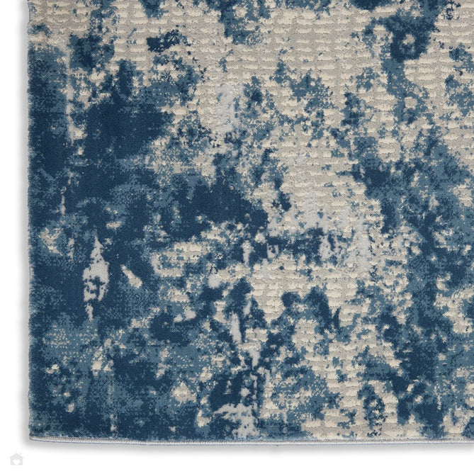 Rustic Textures RUS16 Modern Abstract Distressed Shimmer Carved Hi-Low Textured Flat-Pile Grey/Blue Rug-Nourison-Rug Love - The Most Loved Rug Store