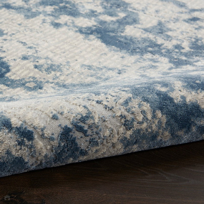 Rustic Textures RUS16 Modern Abstract Distressed Shimmer Carved Hi-Low Textured Flat-Pile Grey/Blue Rug-Nourison-Rug Love - The Most Loved Rug Store