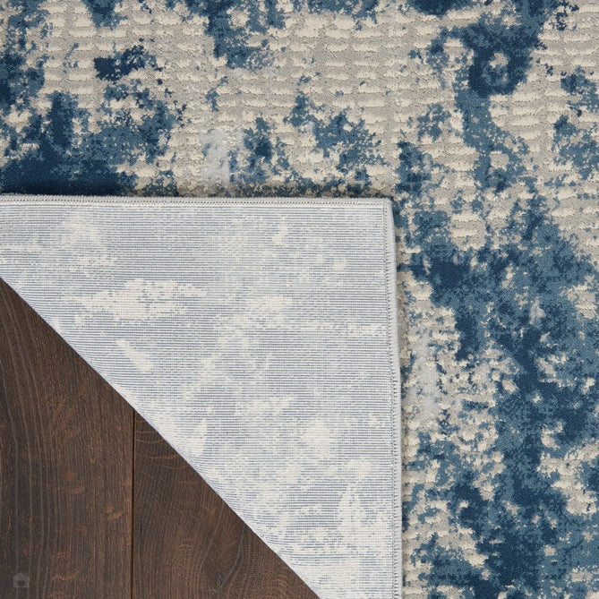 Rustic Textures RUS16 Modern Abstract Distressed Shimmer Carved Hi-Low Textured Flat-Pile Grey/Blue Rug-Nourison-Rug Love - The Most Loved Rug Store