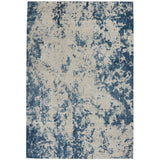 Rustic Textures RUS16 Modern Abstract Distressed Shimmer Carved Hi-Low Textured Flat-Pile Grey/Blue Rug