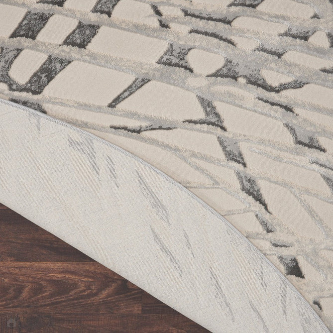 Rustic Textures RUS17 Modern Abstract Distressed Shimmer Carved Hi-Low Textured Durable Polyblend Short-Pile Ivory/Grey Rug-Nourison-Rug Love - The Most Loved Rug Store